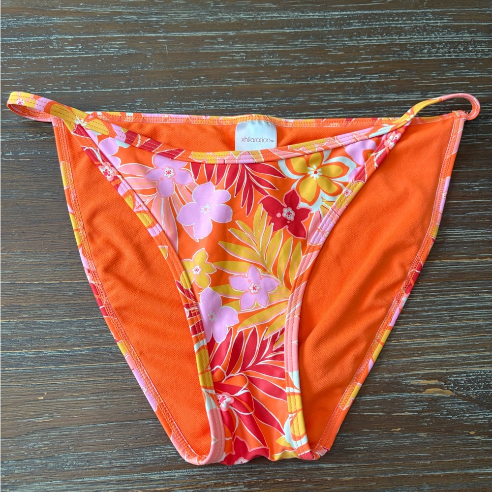 Xhilaration Orange and Pink Floral Bikini Bottom